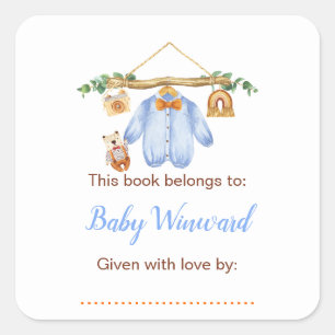 Pegatina Cuadrada Rótulo de ropa de otoño para baby shower de niño
