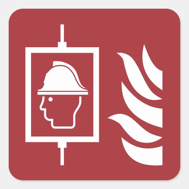 Pegatina Cuadrada Rótulo de seguridad de los elevadores de incendios (Anverso)