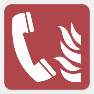 Pegatina Cuadrada Rótulo de seguridad del teléfono de emergencia con