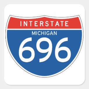 Pegatina Cuadrada Rótulo de un estado a otro 696 - Michigan