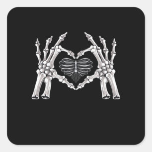 Pegatina Cuadrada Rótulo del corazón de la mano de las costillas de