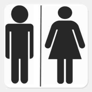 Pegatina Cuadrada Rótulo del WC del hombre y de la mujer