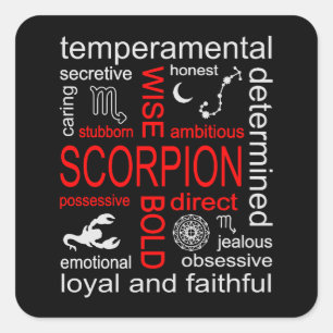 Pegatina Cuadrada Rótulo Escorpión Zodiaco
