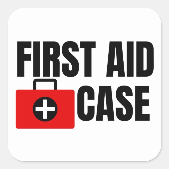 Pegatina Cuadrada Rótulo funda de First Aid Kit (Anverso)