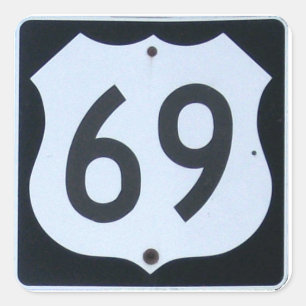 Pegatina Cuadrada Rótulo HIghway 69