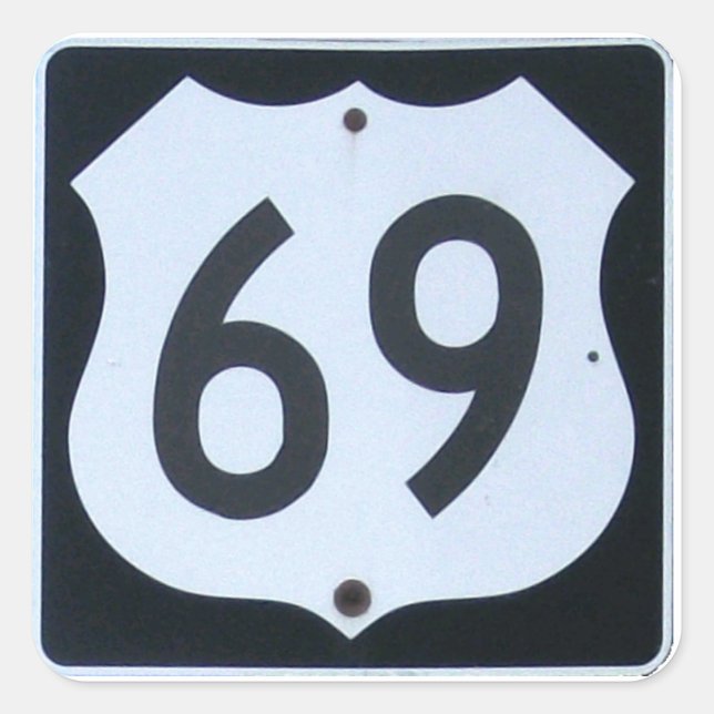 Pegatina Cuadrada RÓTULO HIghway 69 (Anverso)