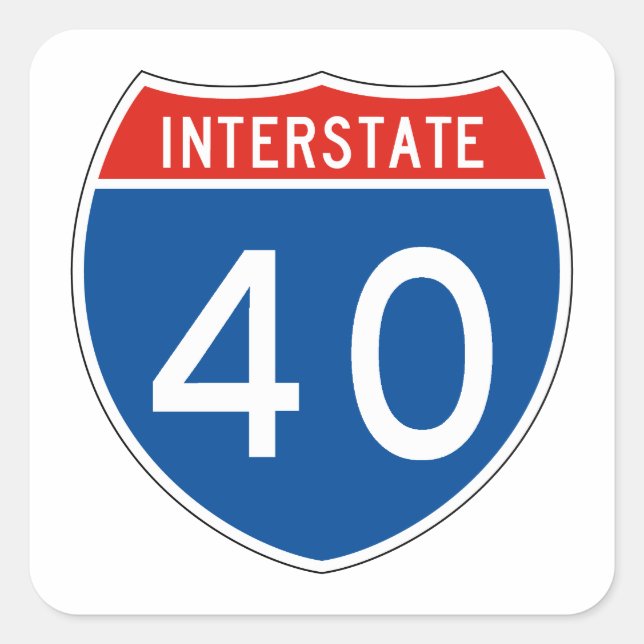 Pegatina Cuadrada Rótulo interestatal 40 (Anverso)