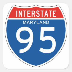 Pegatina Cuadrada Rótulo Interestatal 95 - Maryland
