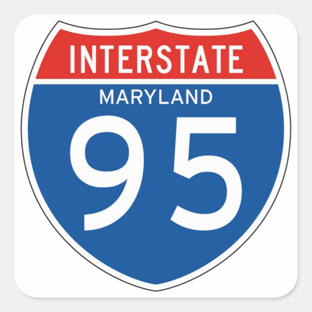 Pegatina Cuadrada Rótulo Interestatal 95 - Maryland (Anverso)