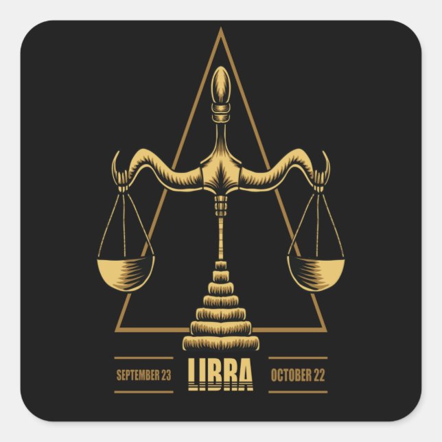 Pegatina Cuadrada Rótulo Libra Zodiac (Anverso)