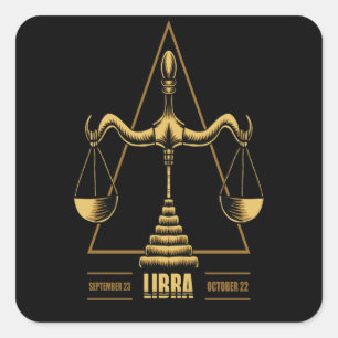 Pegatina Cuadrada Rótulo Libra Zodiac