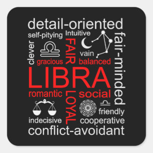 Pegatina Cuadrada Rótulo Libra Zodiac