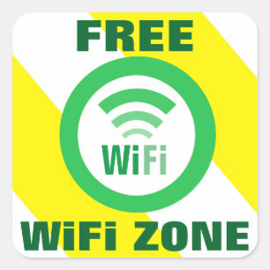 Pegatina Cuadrada Rótulo libre de la zona de WiFi
