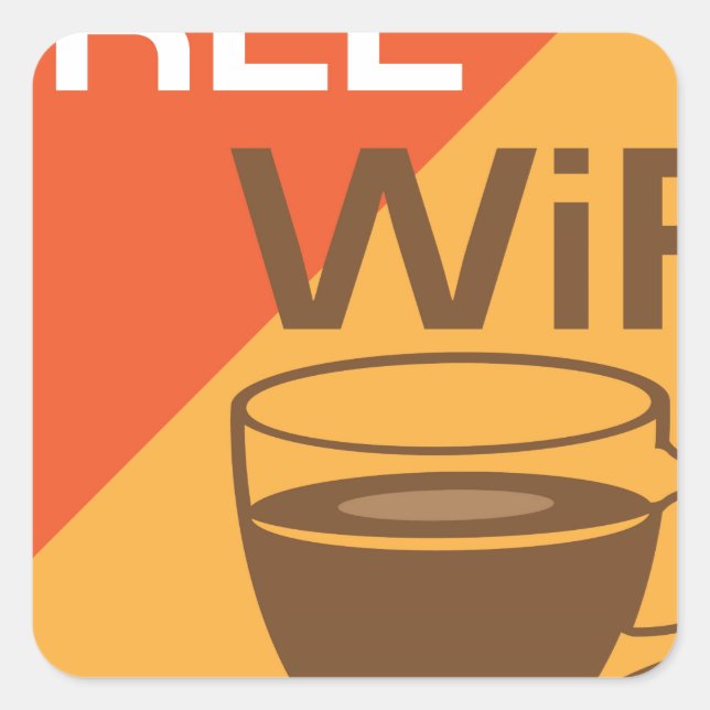 Pegatina Cuadrada Rótulo libre de Wifi (Anverso)
