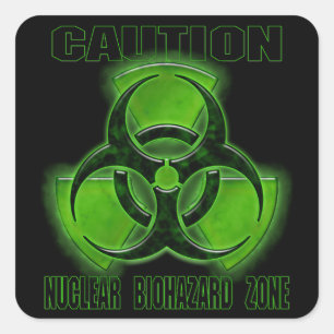 Pegatina Cuadrada Rótulo nuclear de la precaución del Biohazard