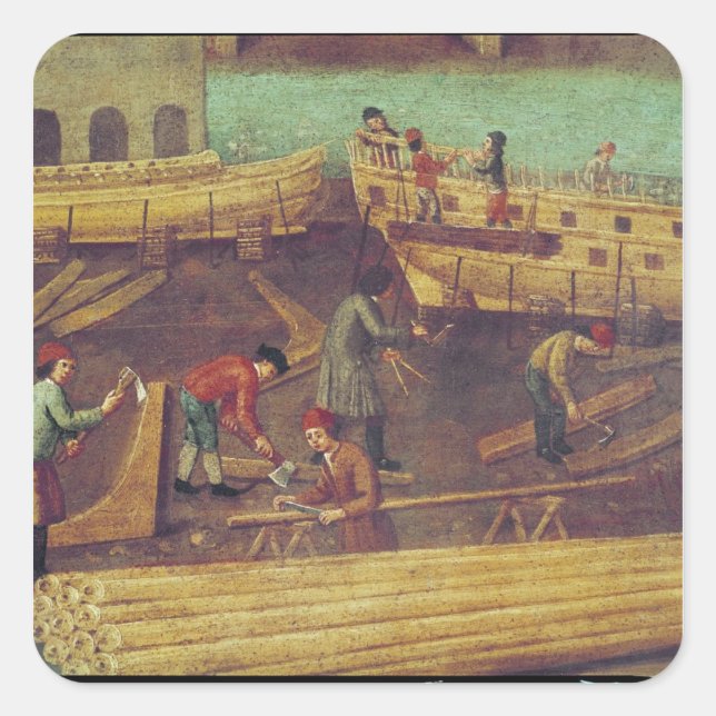 Pegatina Cuadrada Rótulo para la familia Marangoni de constructores  (Anverso)