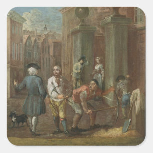 Pegatina Cuadrada Rótulo para un Paviour, c.1725 (aceite en el panel