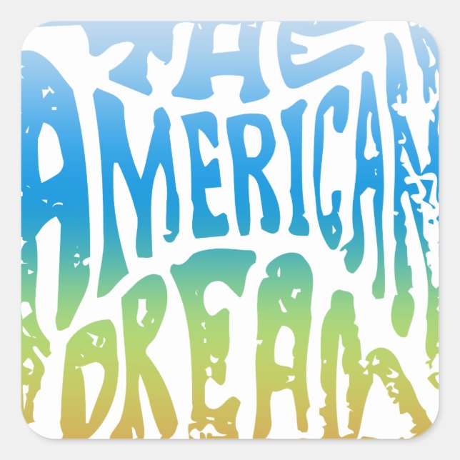 Pegatina Cuadrada Rótulo retro azul y verde americano de sueño gráfi (Anverso)