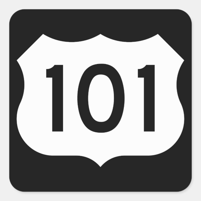 Pegatina Cuadrada RÓTULO US Route 101 (Anverso)
