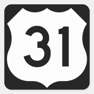 Pegatina Cuadrada RÓTULO US Route 31