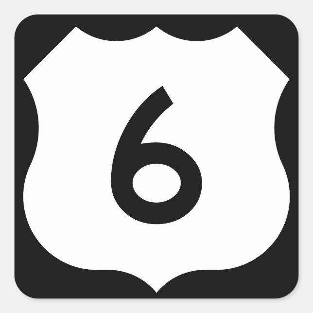 Pegatina Cuadrada RÓTULO US Route 6 (Anverso)