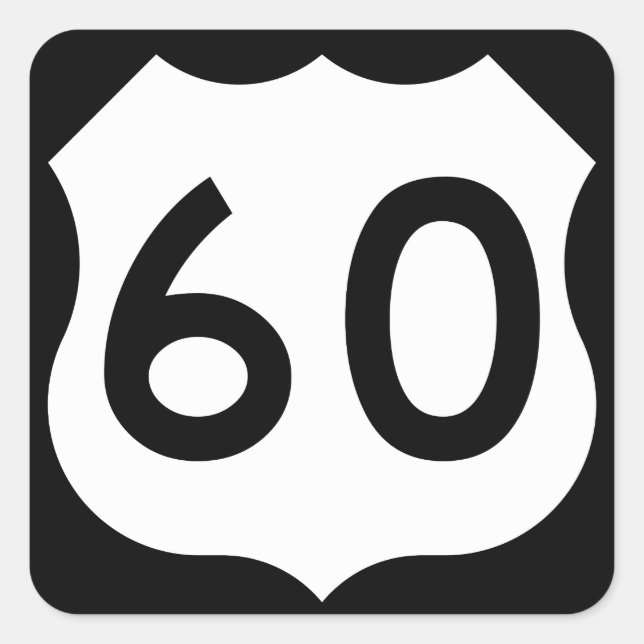 Pegatina Cuadrada RÓTULO US Route 60 (Anverso)