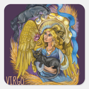 Pegatina Cuadrada Rótulo Virgo Zodiac