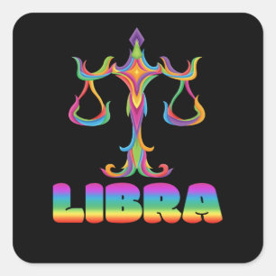 Pegatina Cuadrada Rótulo Zodiac Libra Zodiac