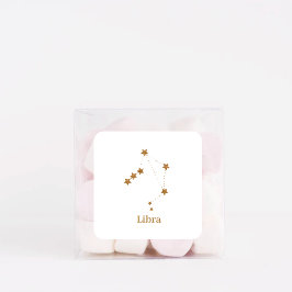 Pegatina Cuadrada Rótulo Zodiac moderno Libra de oro | Aire de eleme