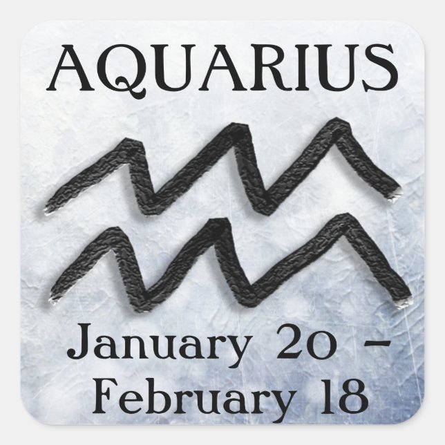 Pegatina Cuadrada Rótulo Zodiaco Aquarius Horoscope Astrología (Anverso)