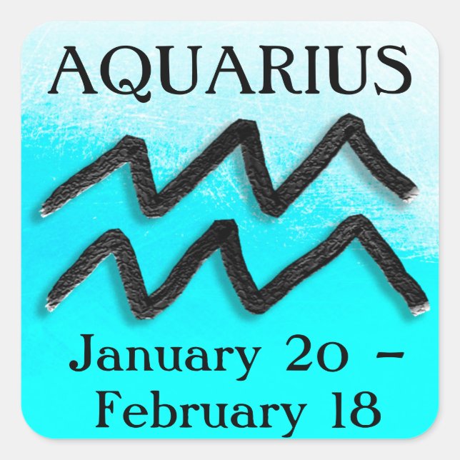 Pegatina Cuadrada Rótulo Zodiaco Aquarius Horoscope Astrología (Anverso)