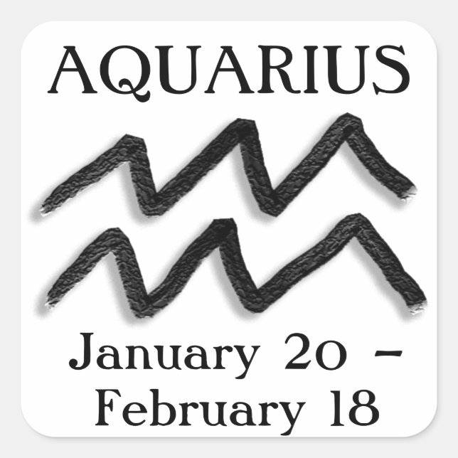 Pegatina Cuadrada Rótulo Zodiaco Aquarius Horoscope Astrología (Anverso)