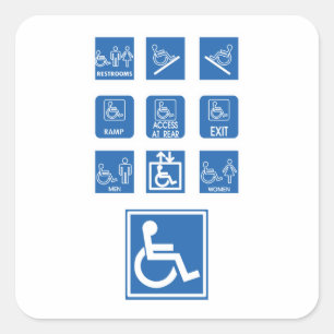 Pegatina Cuadrada Rótulos de accesibilidad en silla de ruedas