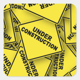 Pegatina Cuadrada Rótulos de construcción en curso