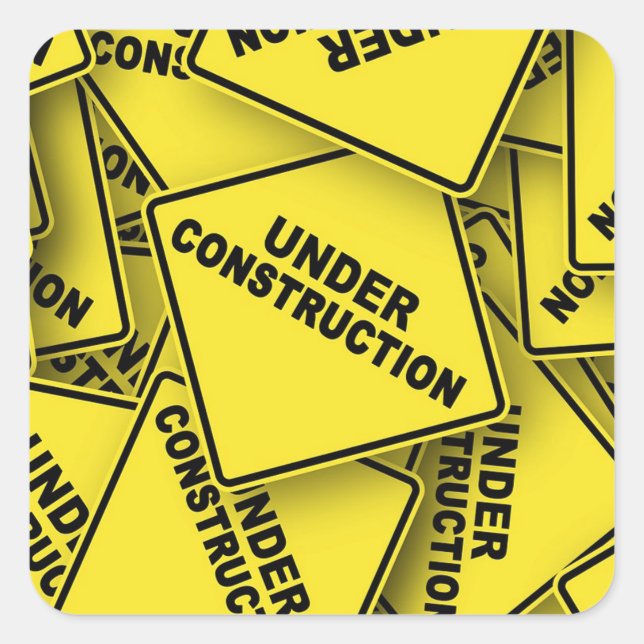 Pegatina Cuadrada Rótulos de construcción en curso (Anverso)