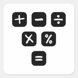 Pegatina Cuadrada Rótulos matemáticos de los símbolos matemáticos de