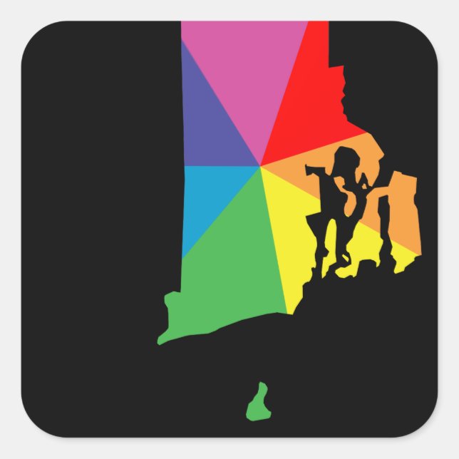 Pegatina Cuadrada rotura de isla de rhode (Anverso)