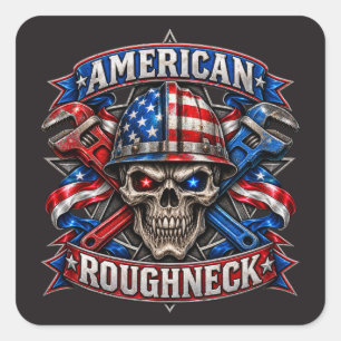 PEGATINA CUADRADA ROUGHNECK AMERICANO