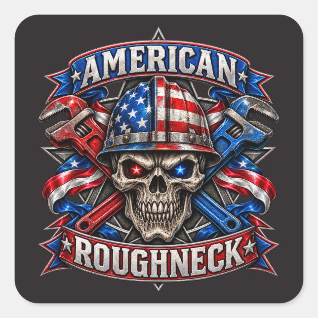 PEGATINA CUADRADA ROUGHNECK AMERICANO (Anverso)