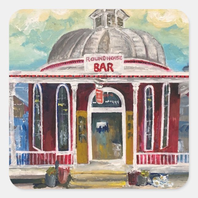 Pegatina Cuadrada "Round House Bar" - Poner en la bahía (Anverso)