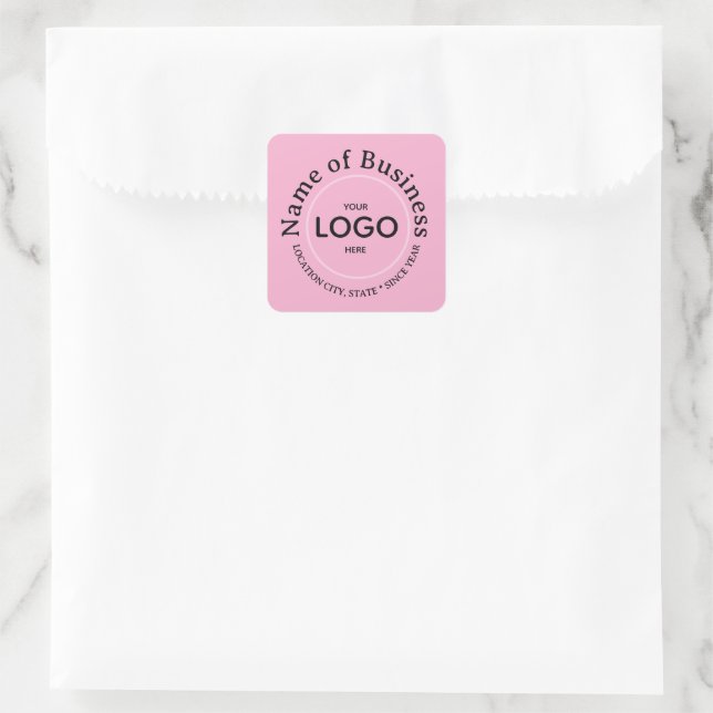 Pegatina Cuadrada Round Sticker Custom PINK Commercial Logo Mark (Bolso)