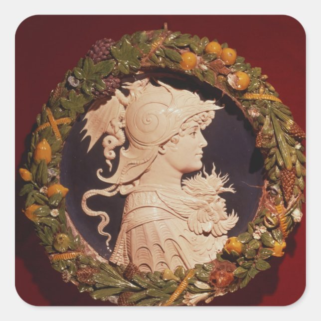 Pegatina Cuadrada Roundel con retrato de perfil (Anverso)