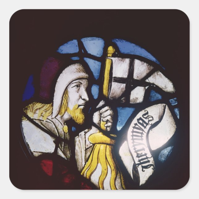Pegatina Cuadrada Roundel del profeta Jeremiah, siglo XV (Anverso)