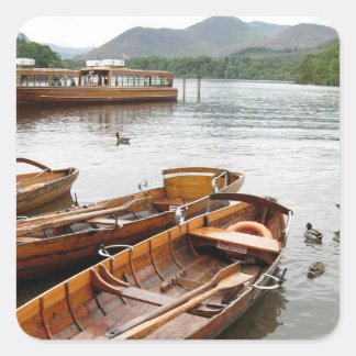 Pegatina Cuadrada Row Boats: Derwentwater, Cumbria