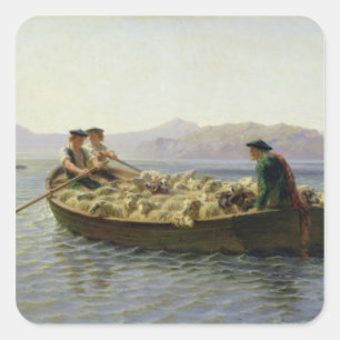 Pegatina Cuadrada Rowing-Barco, 1863
