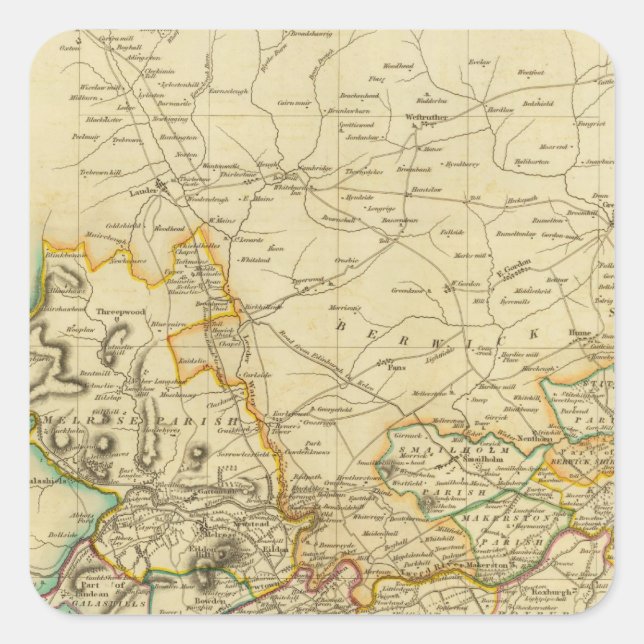 Pegatina Cuadrada Roxburgh Shire del Norte (Anverso)