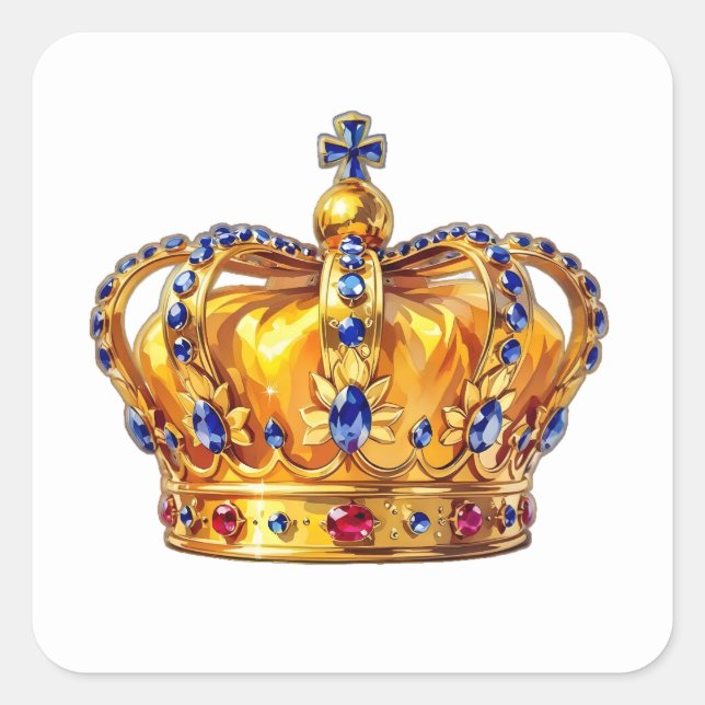 Pegatina Cuadrada Royal golden crown (Anverso)
