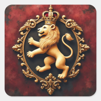 Pegatina Cuadrada Royal Heraldic Tapestry Pattern