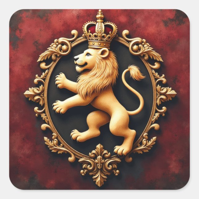 Pegatina Cuadrada Royal Heraldic Tapestry Pattern (Anverso)
