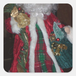 Pegatina Cuadrada Royal Plaid Hohoho Santa Merry Navidad